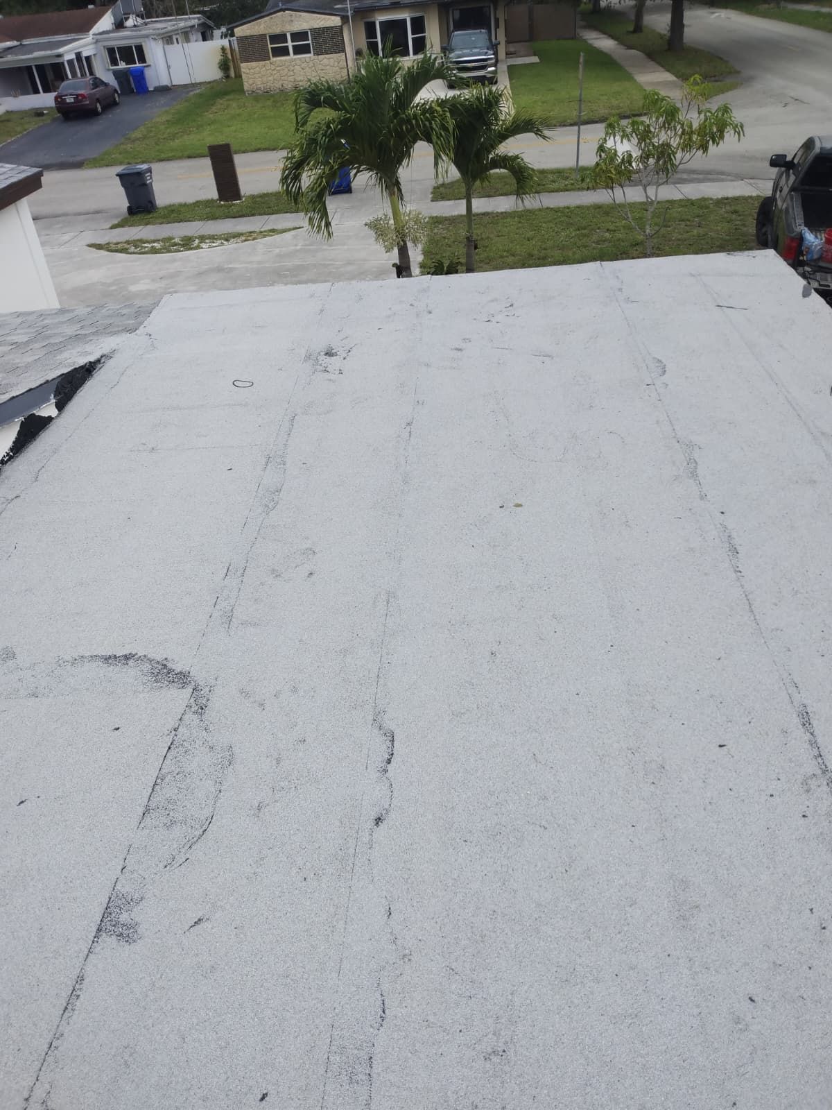 Flat roof surface after membrane installation